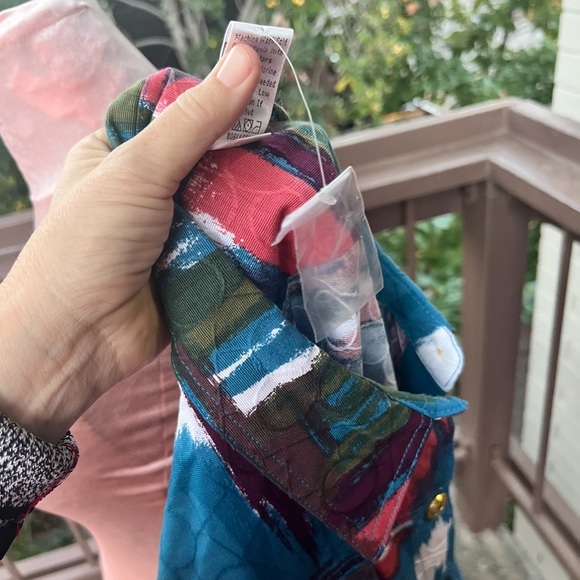 π΅ Drapers & Damons jean jacket colorful color block art like new 1X - Picture 8 of 11